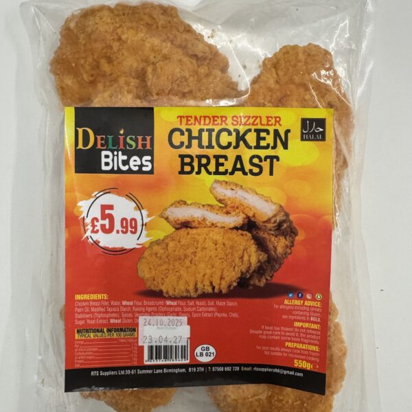 CHICKEN BREAST BREADED (550G)